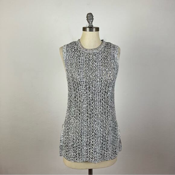 Theory Meenaly Black and White Knit Tunic - Picture 1 of 8